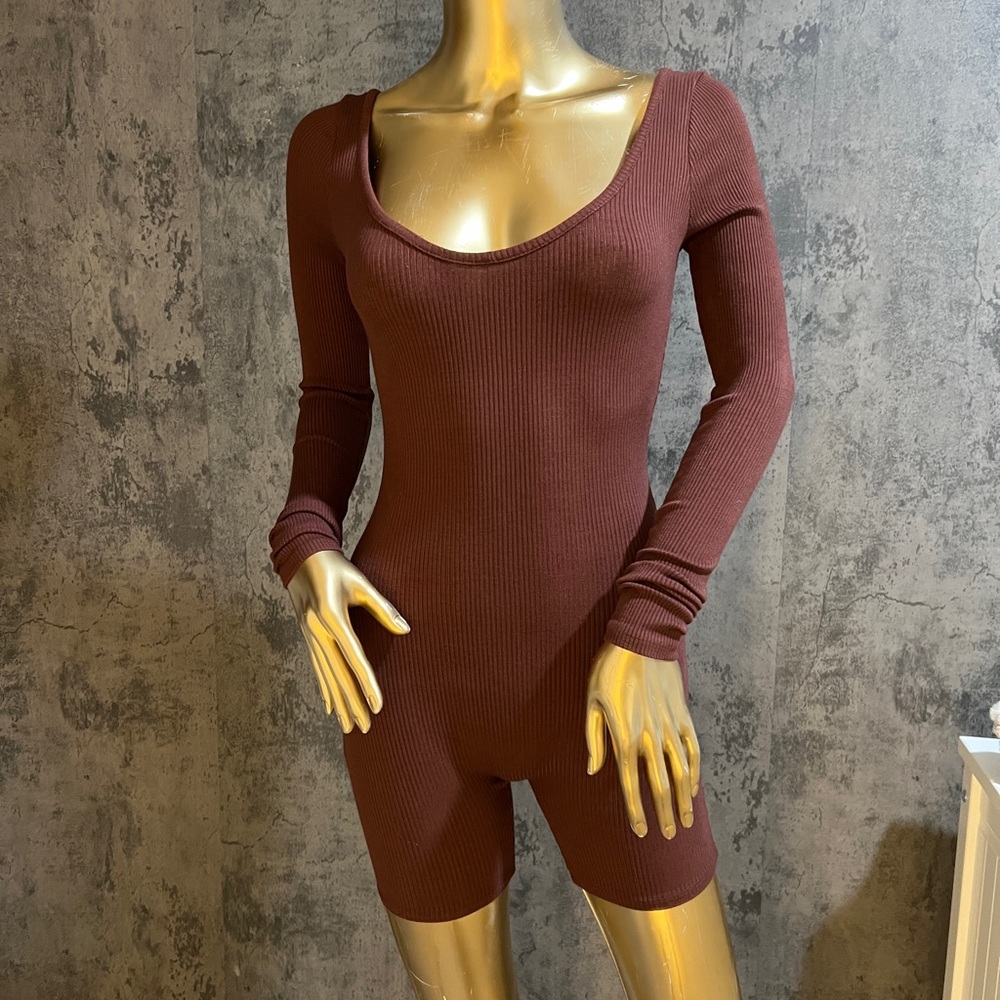 Fashion Nova Brown Ribbed Jumpsuit